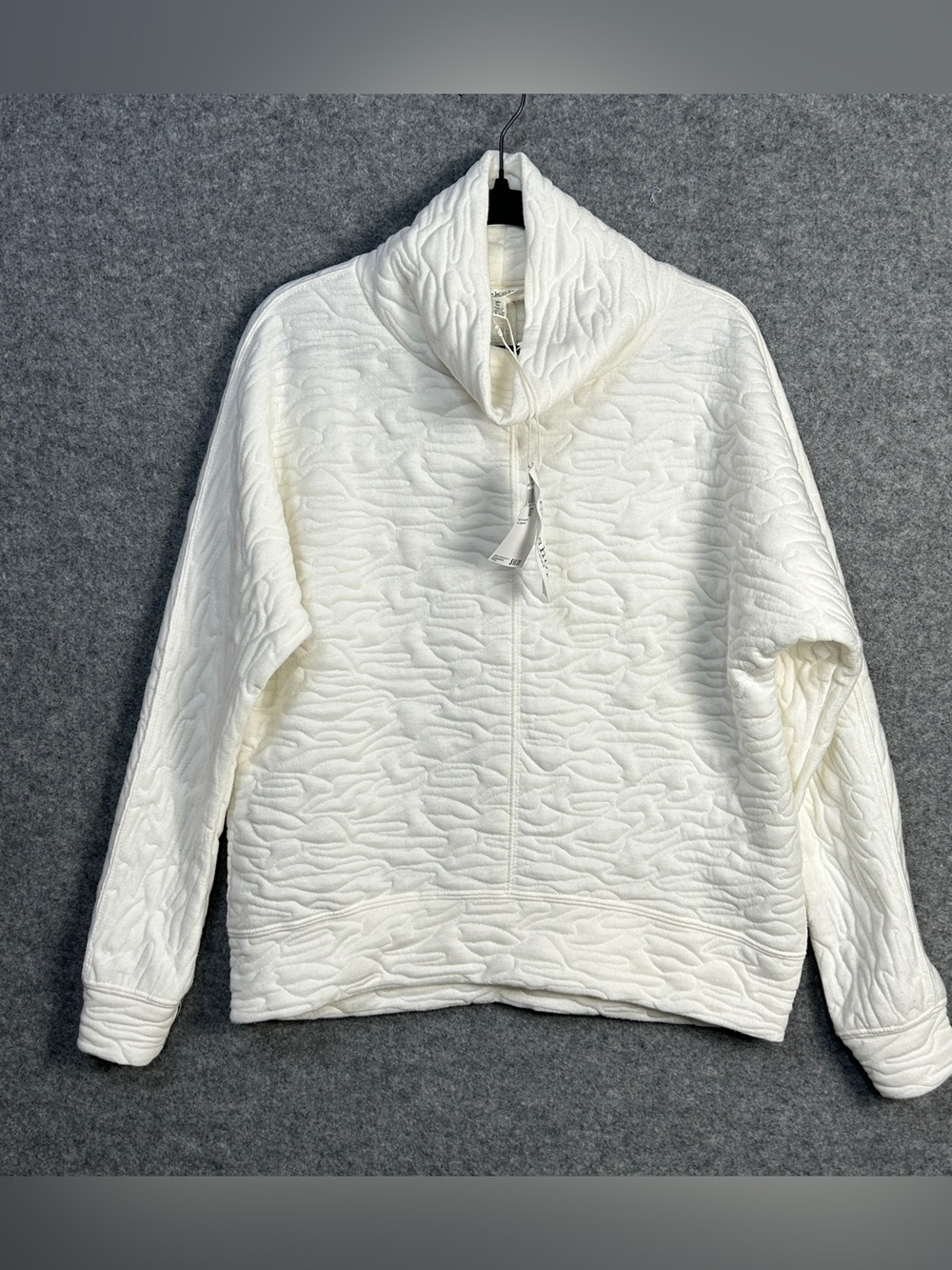 Workshop Republic XS Oversized Winter White Quilted Funnel Neck Cozy Winter Top